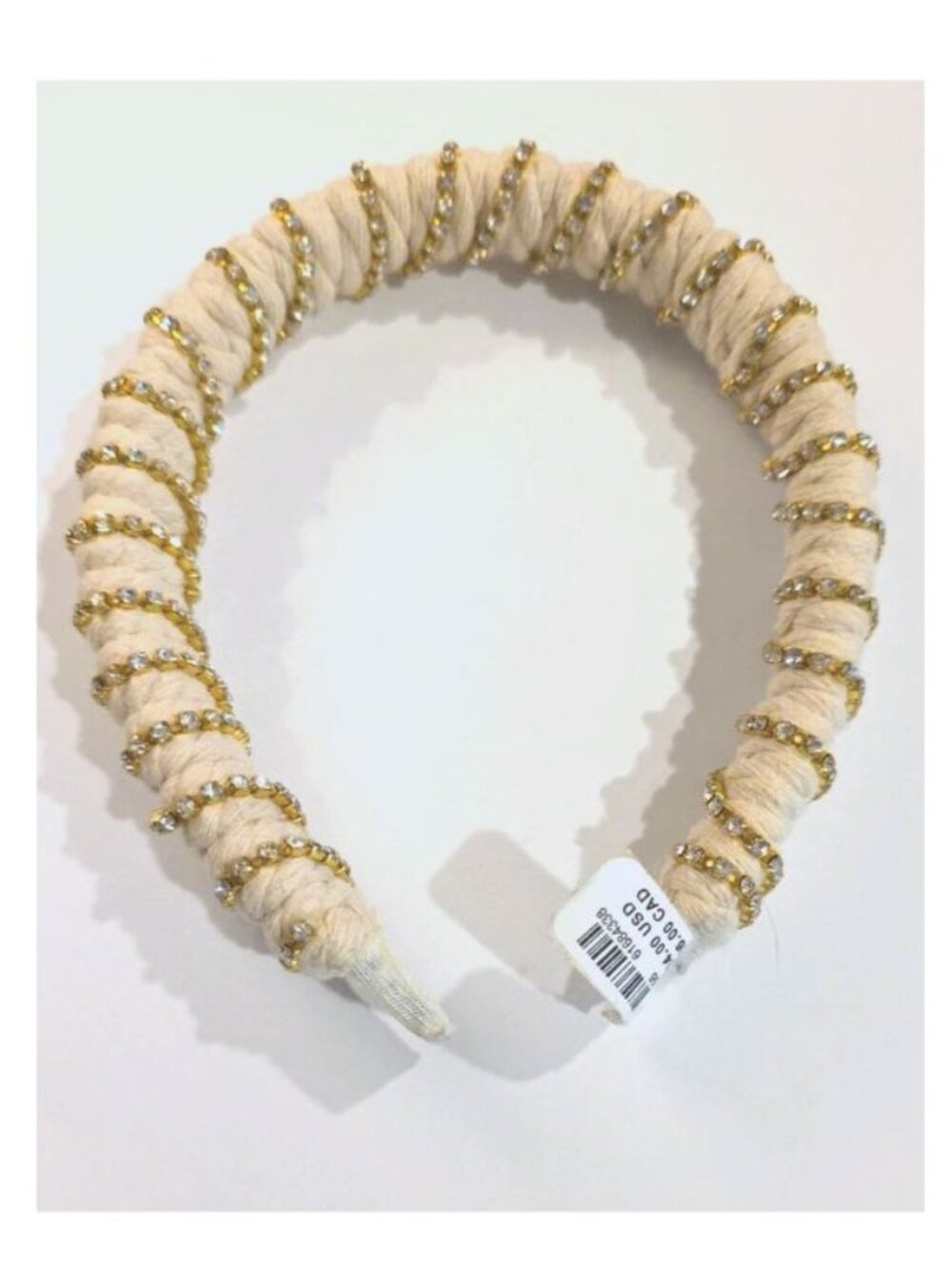 NWT ANTHROPOLOGIE IVORY RHINESTONE/GOLD HEADBAND
